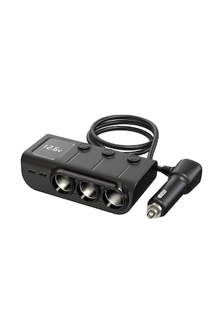 Ebitda Araba Şarj Cihazları 120w Hızlı Şarj Adaptörü 3 Soketli Güç Ayırıcı 12-24v 3 Usb Siyah, Pratik Tasarım