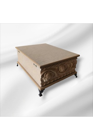 Ahşap-boyanabilir Ham Mdf-çiçek Desenli-çok Amaçlı Dekoratif Kutu