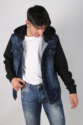 Vikings Jeans Erkek Kot Ceket Kot Mont Denim Koyu Mavi