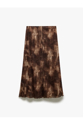 Koton Astarlı Batik Desenli Slim Fit Midi Boy Etek Kahverengi Desenli 5sak10313ek Kahverengi Desenli Kahverengi