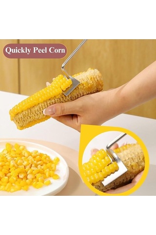 2024 Geliştirilmiş Mısır Soyucu, Koçan Soyma Aleti, Ev Mutfağı İçin Pratik Mutfak Aleti, Gümüş, 1 Parça Gümüş