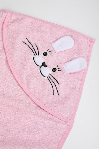 %100 Pamuk Yenidoğan Bebek Kundak Nakışlı Banyo Havlusu Pembe Diğer