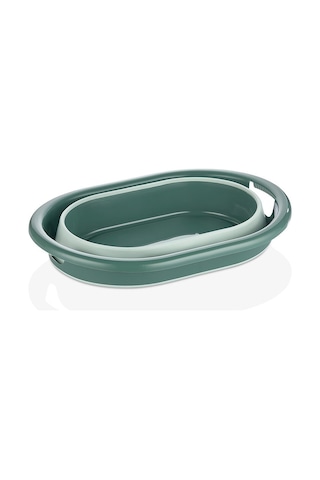 Qlux L-00959-3 Katlanabilir Sepet 18 Lt - Yeşil- 8'li Paket