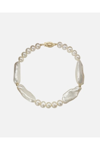 Gold Armband 585 Ayar Beyaz Inci 21cm Şık Ve Zamansız Tasarım Ellen K Kalitesi Altın