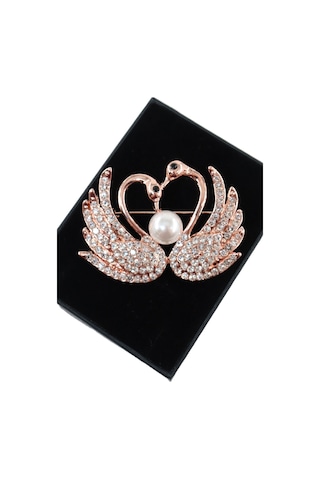 Aşık Kuğu Broş. Altın Renkli Kalpli Aşık Kuğulu Yaka İğnesi Broş. Kadın Broş. Kuğu Broş. Kalp Broş Gold