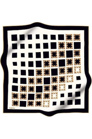 Twill İpek Eşarp Siyah/krem-12351 0001-0003 Siyah - Krem