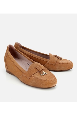 Hotiç Kadın Süet Deri Taba Dolgu Topuklu Rahat Günlük Loafer 01ayh315600a340 01ayh315600a340 Taba
