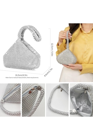 10 Adet Kadın Kristal Takı Seti Düğün Üçgen Bling Akşam Debriyaj Çanta Glitter Yapay Elmas Gerdanlık Kolye Ten Çok Renkli