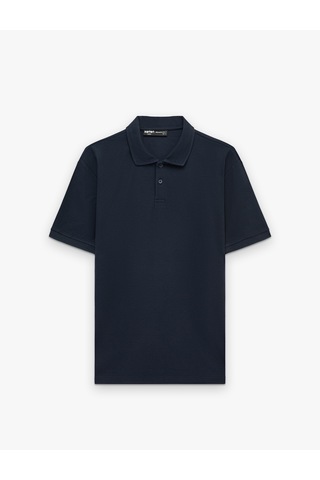 Koton Pamuklu Regular Fit Kısa Kollu Düğmeli Polo Yaka Tişört Lacivert 6sam10290mk