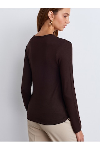 Dilvin 31544 Düğmeli Uzun Kollu Top-koyu Kahve Koyu Kahve