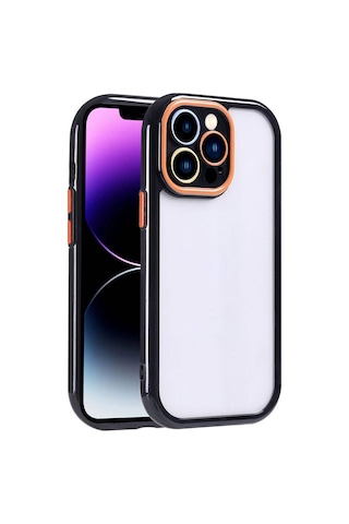 Apple Uyumlu iPhone 14 Pro Max Kılıf Kamera Korumalı Renkli Kenar Ve Çerçeve Tasarımlı Zore Vitamin Kapak Siyah