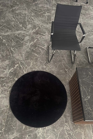 Tropikal Home Daire Siyah Post Peluş Kesme Halı Yolluk Kaymaz Taban Yıkanabilir Pofuduk Siyah