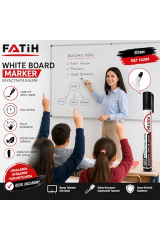 Fatih Kırmızı Beyaz Tahta Kalemi Whiteboard Marker Silinebilir Hızlı Kuruyan Düşük Kokulu