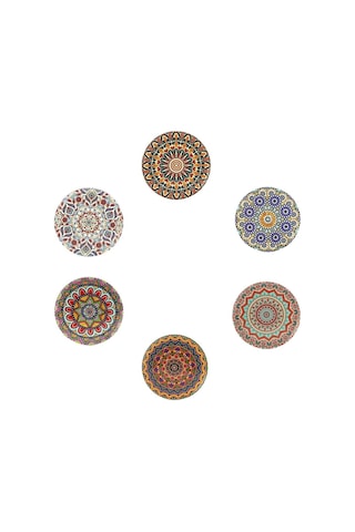 Gifthome 6 Lı Çini Desenli Autum Metal Bardak Altlığı Ve Metal Stand Genel