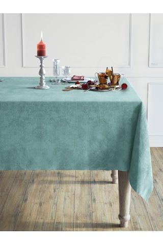 Daily Series Kadife Dokulu Sis Mavisi Renk Masa Örtüsü Sis Mavisi