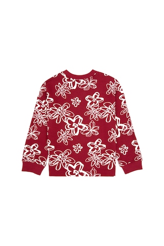 U.S. Polo Assn. Kız Çocuk Koyu Frambuaz Çiçek Desenli Bisiklet Yaka Sweatshirt 50317957-VR104