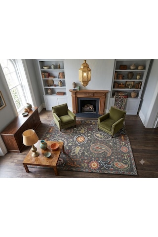 Asyün Halı Karabağ 1853 200 X 290 Etnik Desen Salon Halısı Renkli
