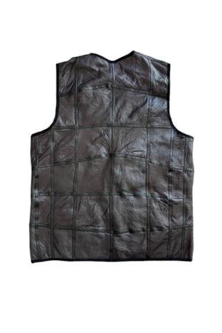 Patchwork İçi Kürk-dışı Süet Deri Biye Detaylı Yelek Acı Kahve