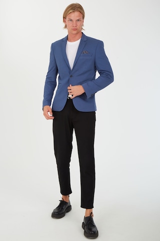 Sposo S-16 Dar Kalıp Örme Kumaş İndigo Erkek Blazer Ceket İndigo