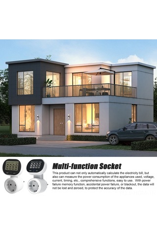 Suofeng 45 Ayarlanabilir Lcd Ekranlı Güç Ölçer Priz, 230v Avrupa Standardı, Akıllı Enerji İzleme Ve Güvenlik Kapaklı