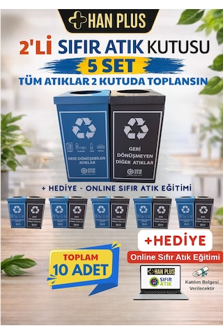 Han Plus Geri Dönüşüm Kutusu - İkili Set, 5 Takım Toplam 10 Adet + Online Sıfır Atık Eğitimi