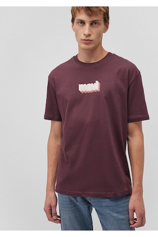 Mavi Logo Baskılı Bordo Tişört Loose Fit / Bol Rahat Kesim 0612358-70260 Kahverengi-70260
