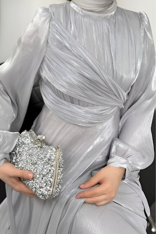 Kolu Bağlamalı Abiye Gri