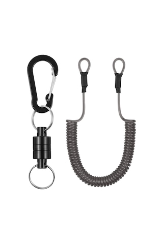 Leezsing Alüminyum Ve Pvc Malzeme Magnetik Kilitli Olta Aletleri İçin 3kg Dayanıklı Yaylı İp Siyah