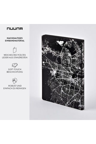 Not Defteri A5+ Nightflight L Light Berlin Gümüş Noktalı 3,5 Mm Nokta Bölmeli 176 Numaralı Sayfa 120 G Premium Kağıt Deri Siyah Sürdürülebilir Üretim