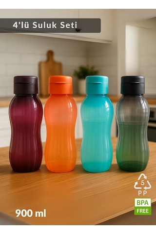 4'lü Suluk Bpa Free Ofis-spor-okul Matarası Pp-5 Siyah-turuncu-mavi-mürdüm 900 Ml Mavi & Turuncu