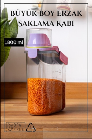 Contalı Sızdırmaz Erzak Saklama Kabı / 1800 Ml / Pembe - Tekli Pembe