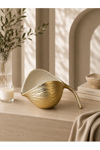Krem Gold Chestnut Dekoratif Obje - Büyük Boy-7169