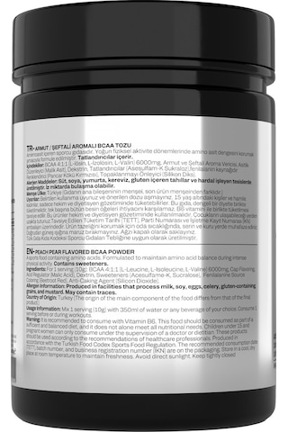 Bcaa Şeftali & Armut Mix Aromalı - 400 Gr - 40 Servis Amino Asit