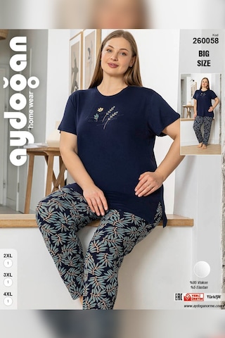 Aydoğan Kadın İnci Büyük Beden Kısa Kol Lacivert Pijama Takım 0058 Lacivert