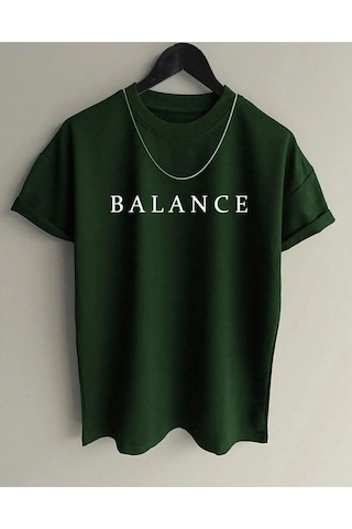 Hırsch Yeşil Kadın Oversize Balance Baskılı T-shirt Yeşil