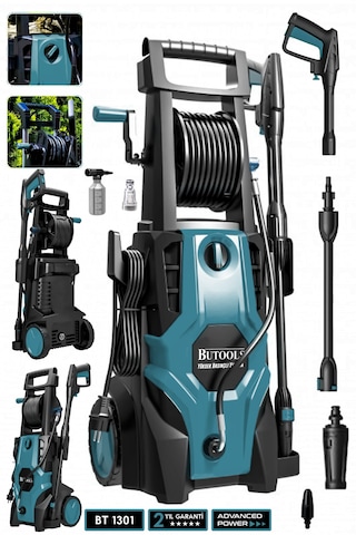 Butools ST-16 180 Çelik Şanzuman Musluk ve Kovadan Çekme Yüksek Basınçlı Yıkama Makinesi Mavi