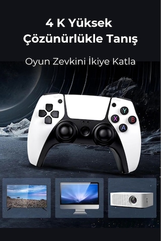Taşınabilir Çift Kol 30.000 Atari Oyunlu 2.4g Kablosuz Oyun Konsolu 4k Game Stick Retro Konsol