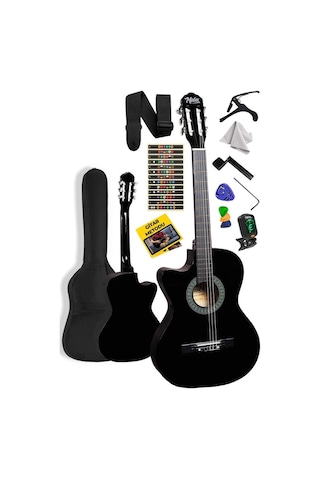 Midex Cg-396bk Solak Klasik Gitar Siyah Renk Full Set Sap Ayarlı 4/4 Yetişkin Boy