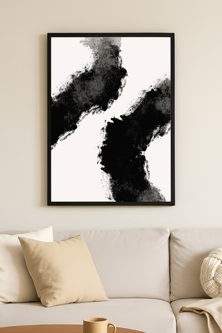 Inner Gaze Siyah Ahşap Çerçeveli Poster, Dekoratif Soyut Monokrom Duvar Tablosu