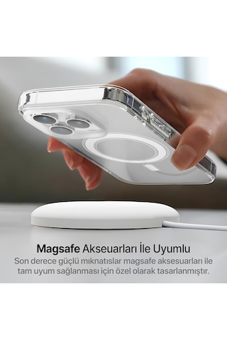 iPhone Uyumlu 15 Kılıf Magsafe Özellikli Şeffaf Silikon Kapak