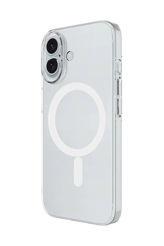 Goocamp Apple Uyumlu iPhone 16 Plus Kılıf Magsafe Şarj Özellikli Şeffaf Tek Kamera Çerçevel Şeffaf