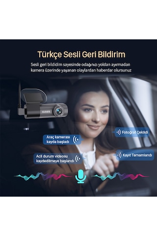 Kawa D5 Gen2 2k 1296p Wifi 145 Geniş Açı Lens Gece Görüşlü 32gb Hafıza Kartlı Akıllı Araç Kamerası
