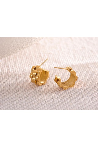 Gümüş Eetit Bildirimi Metal Doku Geometrik Paslanmaz Çelik 18k Altın Kaplama Küpe Minimalist Çekicilik Trendy Moda Klasik Takı Çok Renkli