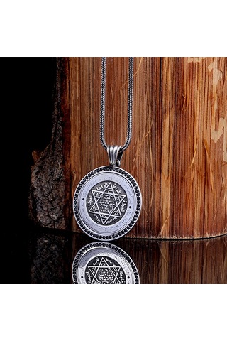 Hz Sleyman Mührü Model Madalyon Gümüş Kolye