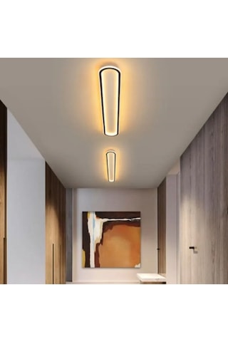 Siyah 60x16 cm Oval Avize 3000K Sarı Işık Led Tavan Lambası