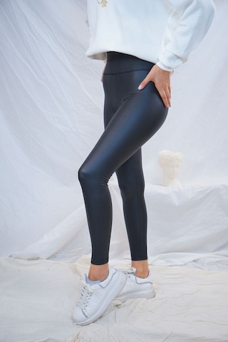 Incebelli Kadın Siyah Mat Deri Taytsiyahm Siyah