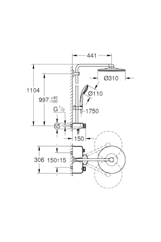 Grohe Euphoria Smartcontrol 310 Duo Duş Sistemi Duvara Monte Termostatik Bataryalı Duş Sistemi - 26507al0