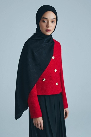 Maisa Neda Pamuk İpek Şal 70 190 Cm - Siyah 3148
