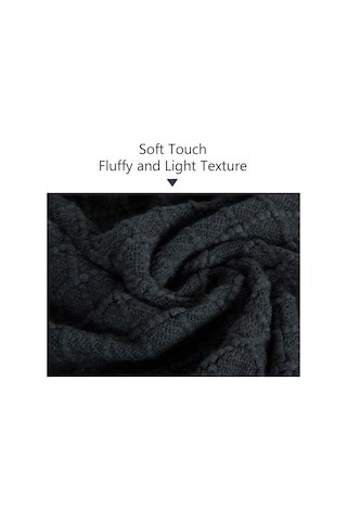 Akrilik Örme Battaniye, 47x67 İnç, Koyu Gri Kareli Diğer