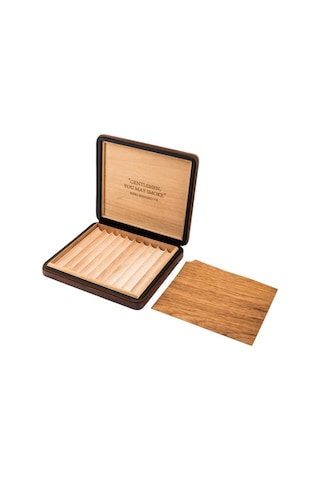 Lubinski Deri Sedirli Seyahat Puro Sunum Kutusu Slim Humidor 10s Siyah Lb-612